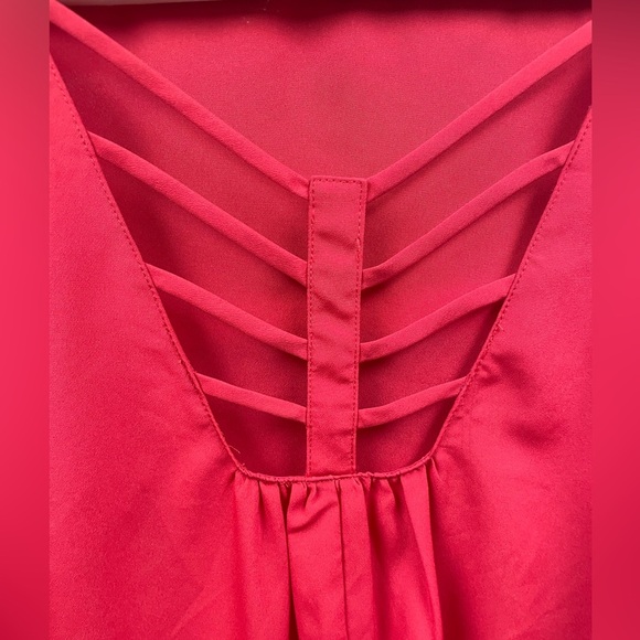 Gianni Bini Red Puff Bell Sleeve Drape Blouse Medium - Picture 3 of 4